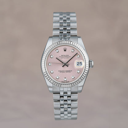 [SOLD] Rolex Datejust 31 Salmon  Pink with Big Diamonds 31mm  178274 2016