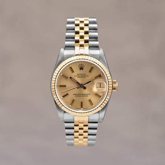 Rolex Datejust 31 Two Tone Yellow Gold Champagne Stick 31mm 68273