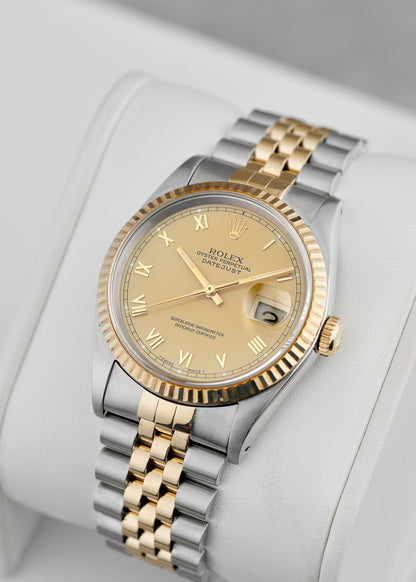 [SOLD] Rolex Datejust 36 Two Tone Yellow Gold Roman Dial 36mm 16233 1991