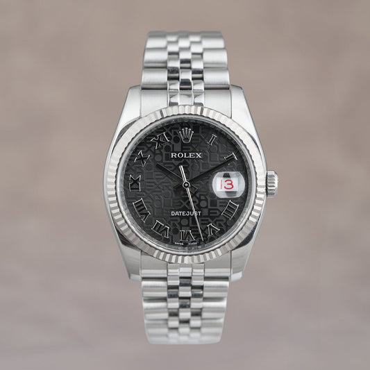 Rolex Datejust 36 Black Anniv Roman Dial 116234 2011