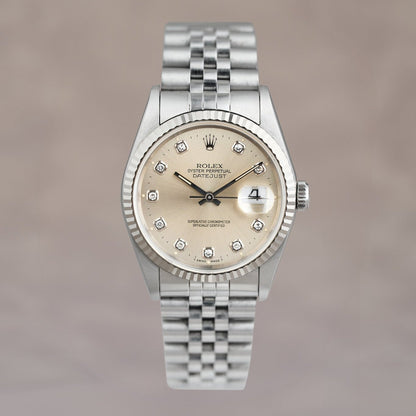 [SOLD] Rolex Datejust 36 Silver Big Diamonds 36mm 16234 1996