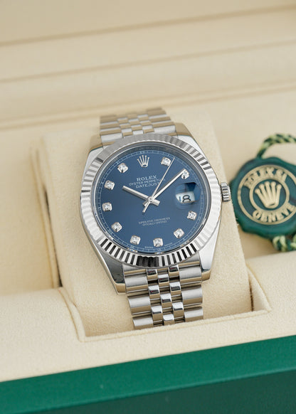 [SOLD] Rolex Datejust 41 Blue Diamond Dial 41mm 126334 2017