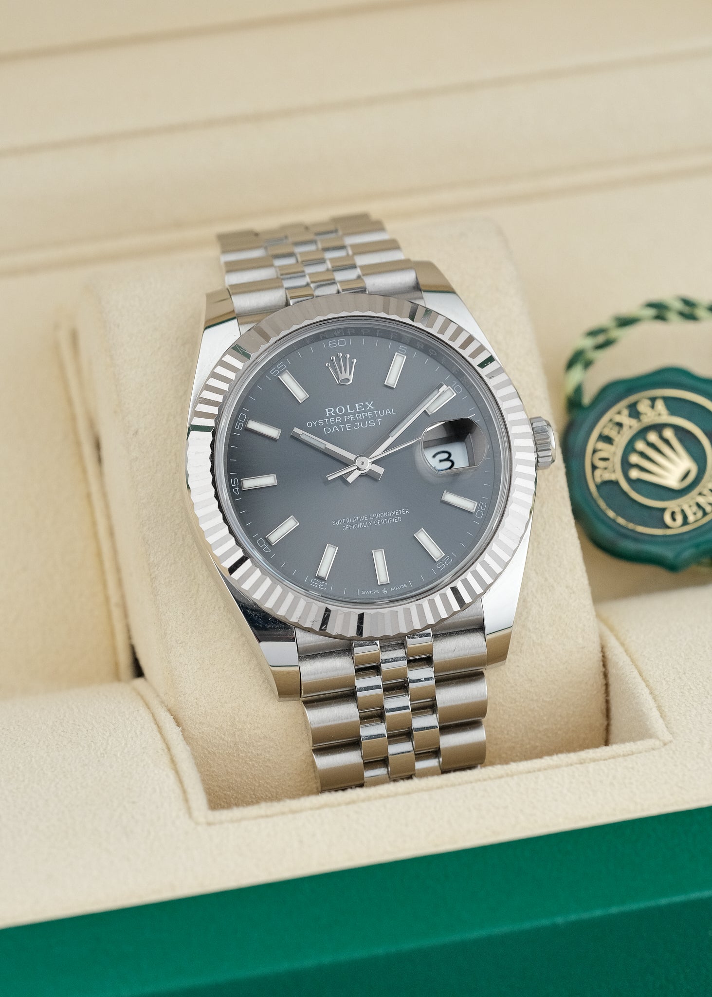 SOLD Rolex Datejust 41 Rhodium Stick Dial 41mm 126334 2018