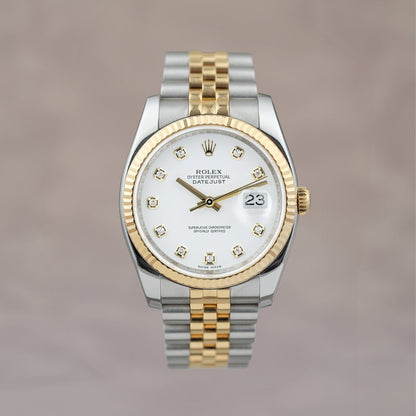 [SOLD] Rolex Datejust 36 Two  Tone Yellow Gold White Big Diamonds  36mm 116233 2009