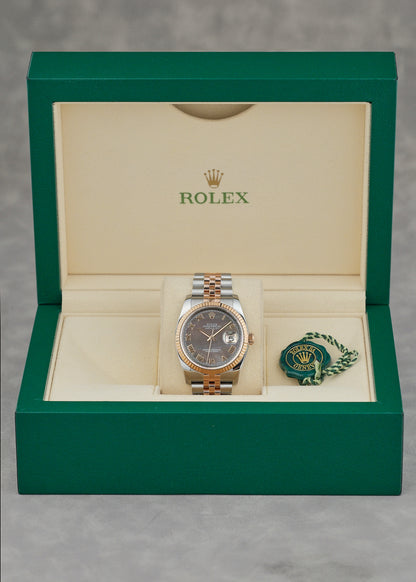 [SOLD] Rolex Datejust 36 Two Tone Rose Gold Tahitian MOP Roman 36mm 116231 2015