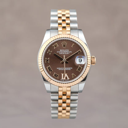 Rolex Datejust Two Tone Yellow Gold Choco Dial Diamond Six 31mm 178271 2019