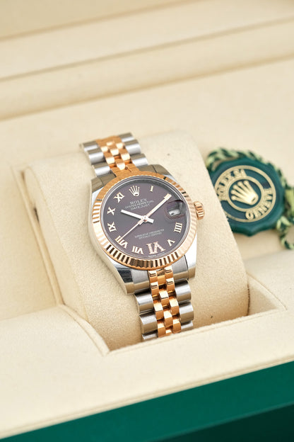 Rolex Datejust Two Tone Yellow Gold Choco Dial Diamond Six 31mm 178271 2019