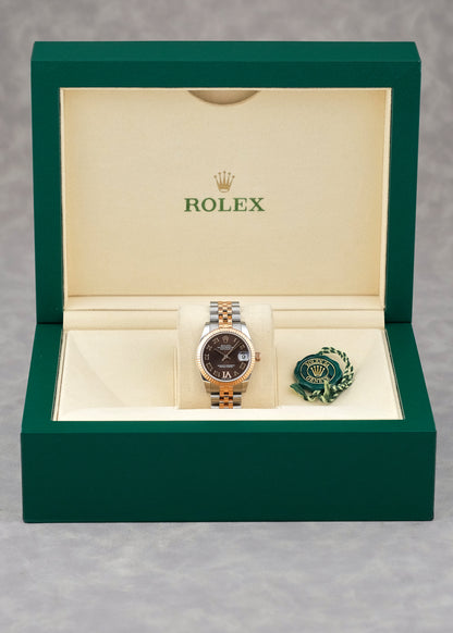 Rolex Datejust Two Tone Yellow Gold Choco Dial Diamond Six 31mm 178271 2019