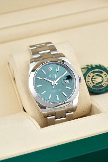 Rolex Datejust 41 Mint Green Smooth Bezel 41mm  126300 2024