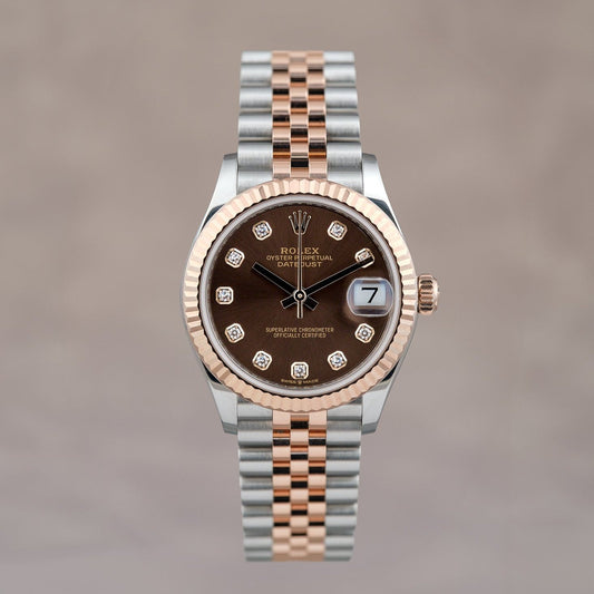 [SOLD] Rolex Datejust 31 Two Tone Rose Gold Choco Dial  Big Diamonds 31mm 278271 2022