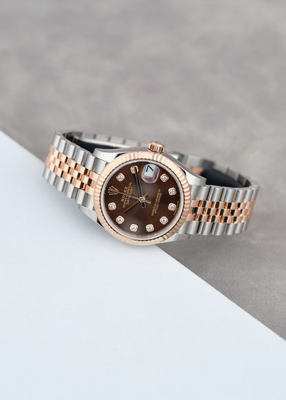 [SOLD] Rolex Datejust 31 Two Tone Rose Gold Choco Dial  Big Diamonds 31mm 278271 2022