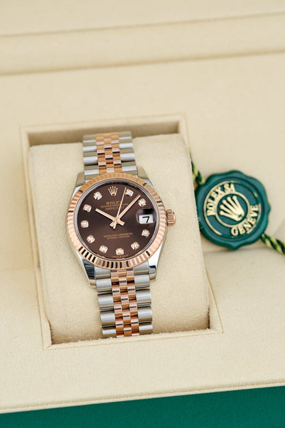 [SOLD] Rolex Datejust 31 Two Tone Rose Gold Choco Dial  Big Diamonds 31mm 278271 2022