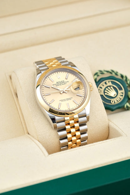 [SOLD] Rolex Datejust 36 Two Tone Yellow Gold Champagne  Stick Dial 36mm 126203 2021