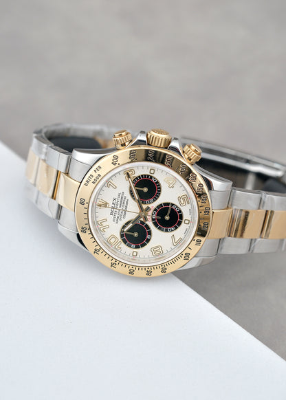 [SOLD] Rolex Daytona Two Tone Yellow Gold Racing  Panda 40mm 116523 2015