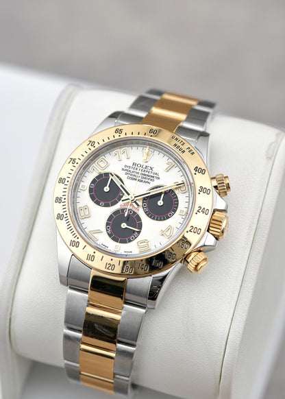 [SOLD] Rolex Daytona Two Tone Yellow Gold Racing  Panda 40mm 116523 2015