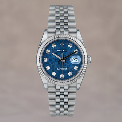 [SOLD] Rolex  Datejust 36 Blue Anniversary Diamonds Dial 36mm 126234 2020