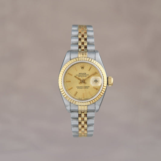 [SOLD] Rolex Datejust 26 Champagne Two Tone Yellow  Gold 26mm 69173 1993