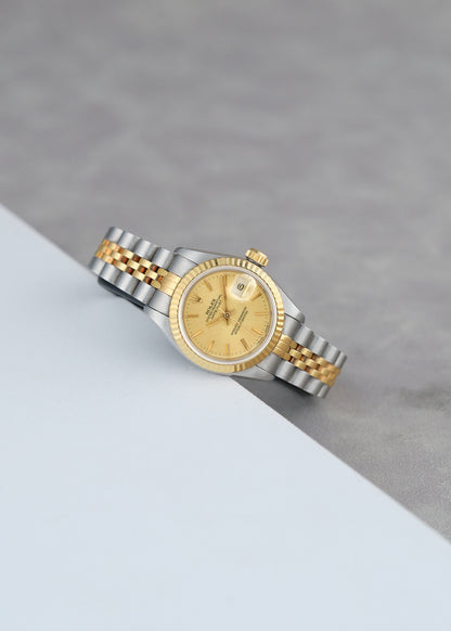 [SOLD] Rolex Datejust 26 Champagne Two Tone Yellow  Gold 26mm 69173 1993