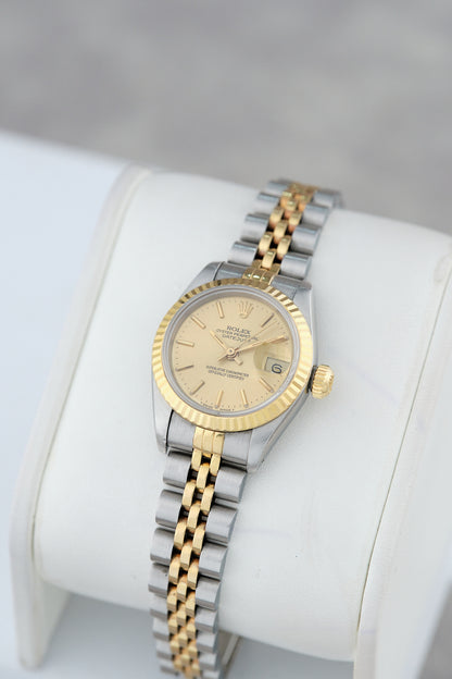 [SOLD] Rolex Datejust 26 Champagne Two Tone Yellow  Gold 26mm 69173 1993