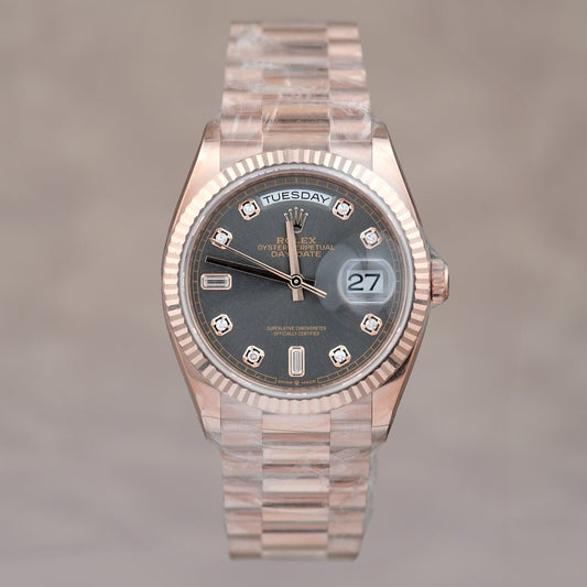 Rolex Daydate 36 Full  RG Rhodium with  Diamonds 36mm  128235 2024