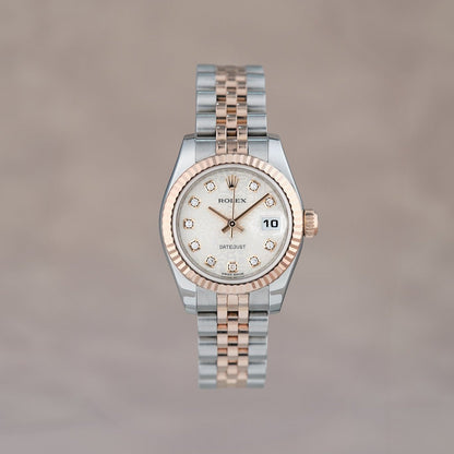 [SOLD] Rolex Datejust  26 Two Tone Rose Gold  White Anniversary Dial with Big Diamonds  26mm 179171 2012