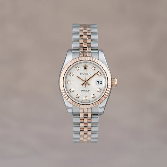 [SOLD] Rolex Datejust  26 Two Tone Rose Gold  White Anniversary Dial with Big Diamonds  26mm 179171 2012