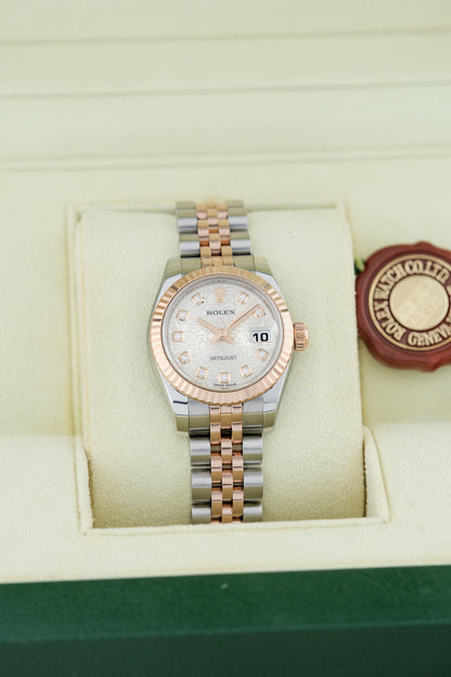 [SOLD] Rolex Datejust  26 Two Tone Rose Gold  White Anniversary Dial with Big Diamonds  26mm 179171 2012