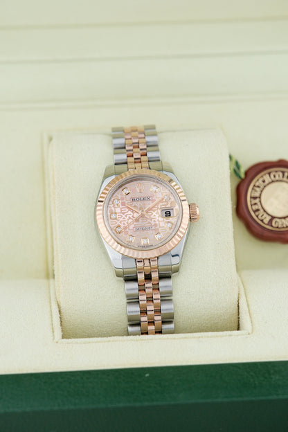 [SOLD] Rolex Datejust 26 Two  Tone Rose Gold Salmon Anniversary  with Big Diamonds 26mm 179171  2012