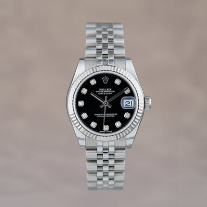 Rolex Datejust 31 Black  Dial with Big  Diamonds 31mm 178274  2017