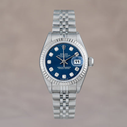 [SOLD] Rolex Datejust 26 Blue Dial with  Big Diamond 26mm  69174 1998