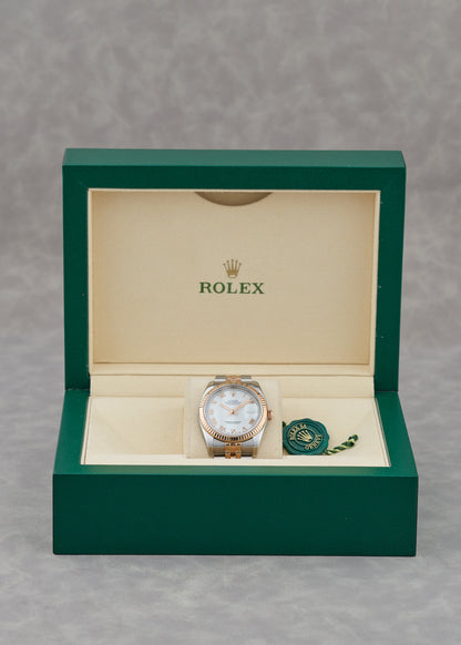 [SOLD] Rolex Datejust 36 Two  Tone Rose Gold White Roman Dial 36mm  116231 2010