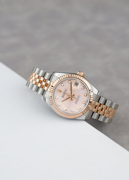 [SOLD] Rolex Datejust 31 Two Tone Rose Gold Anniversary Salmon Pink Big Diamonds 31mm 178271 2016