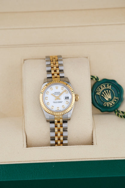 [SOLD] Rolex Datejust 26 Two Tone Yellow Gold  White Diamonds 26mm 179173  2015