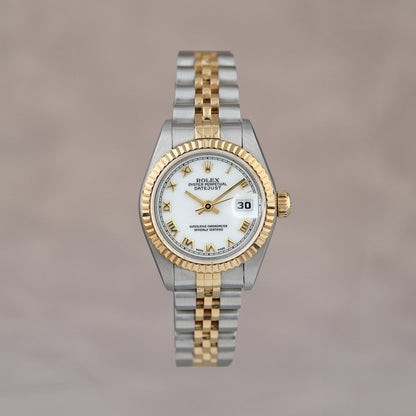 Rolex Datejust 26 Two Tone Yellow Gold White Roman Dial 26mm 69173 1998