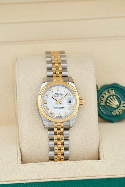 Rolex Datejust 26 Two Tone Yellow Gold Roman White Dial 26mm 179173 2016