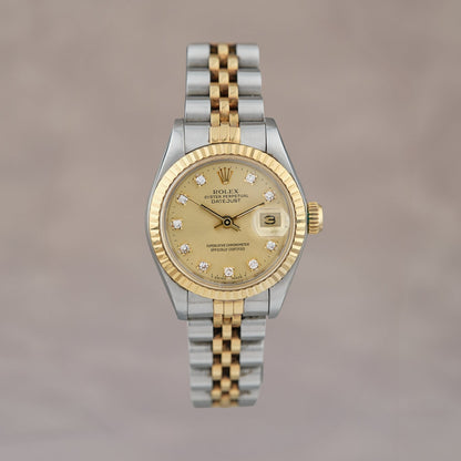 Rolex Datejust 26 Two Tone Yellow Gold Champagne with Diamond 69173