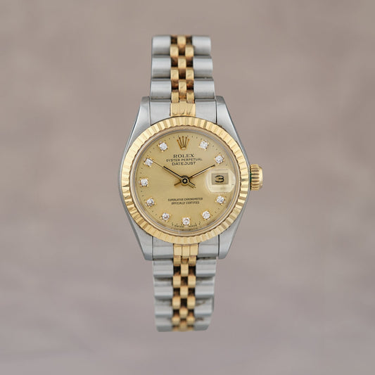 Rolex Datejust 26 Two Tone Yellow Gold Champagne with Diamond 69173