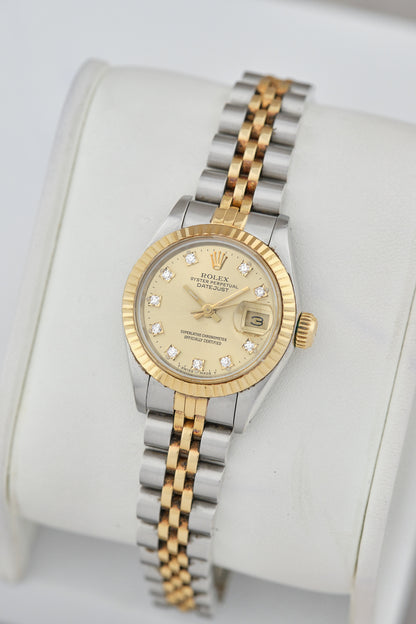 Rolex Datejust 26 Two Tone Yellow Gold Champagne with Diamond 69173