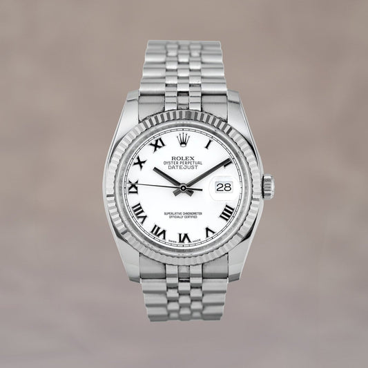 Rolex Datejust 36 White Roman Dial Flutted 36mm 116234 2015