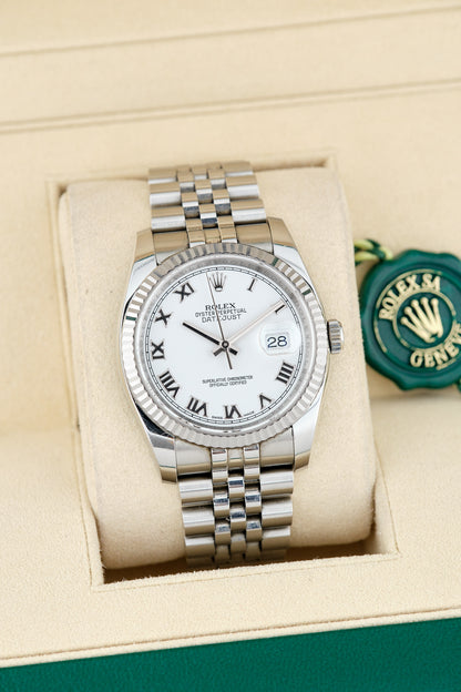 Rolex Datejust 36 White Roman Dial Flutted 36mm 116234 2015