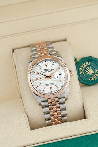 Rolex Datejust 36 Two Tone Rose Gold White Motif Dial 36mm 126231 2021