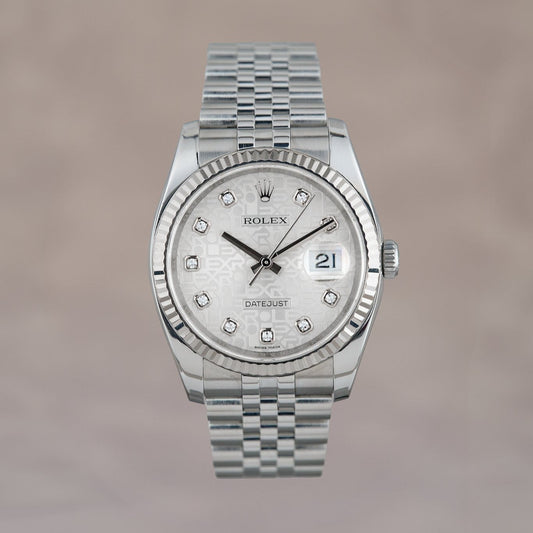 Rolex Datejust 36 White Anniv Big Diamonds 36mm 116234 2017