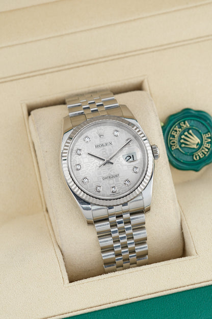 Rolex Datejust 36 White Anniv Big Diamonds 36mm 116234 2017