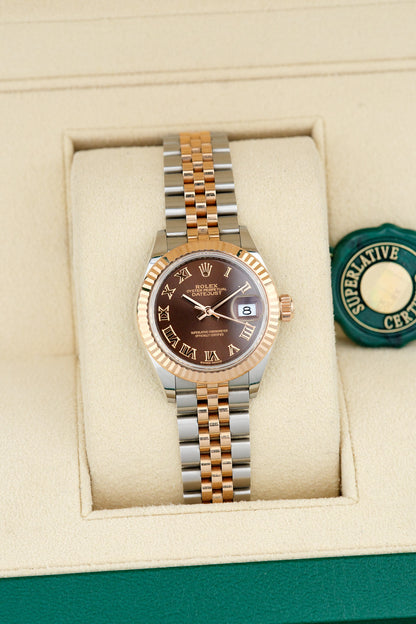 Rolex Datejust 28 Two Tone Rose Gold Choco Roman Dial 28mm 279171 2018