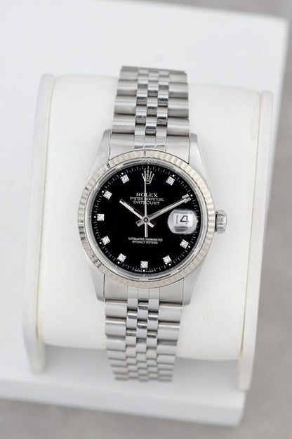 Rolex Datejust 36 Black with Diamond 36mm 16234 1997