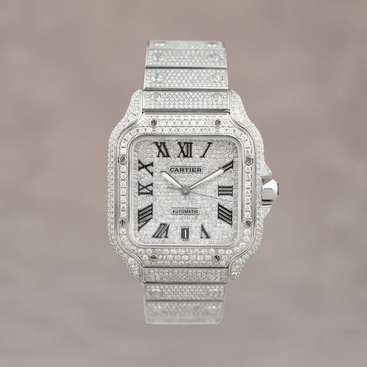 [SOLD] Cartier Santos De Cartier Iced Out Diamonds 40mm 4072 2022