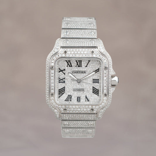 [SOLD] Cartier Santos  De Cartier Large Iced Out 40mm WSSA0037 2023