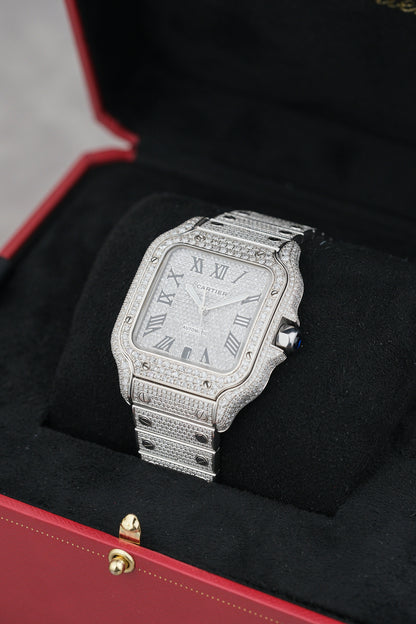 [SOLD] Cartier Santos De Cartier Iced Out Diamonds 40mm 4072 2022