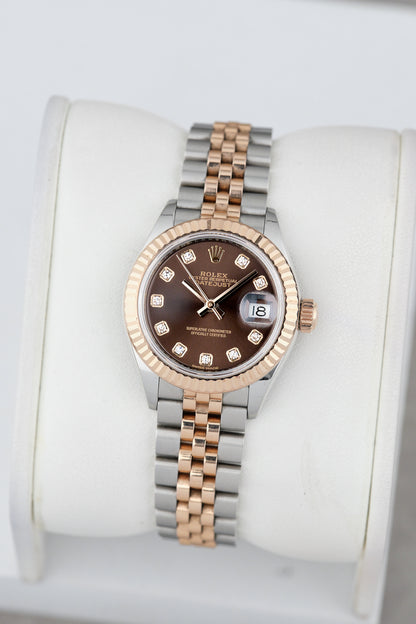 Rolex Datejust 28 Two Tone Rose Gold Choco w/ Diamond 279171 2020