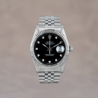 Rolex Datejust 36 Black with Diamond 36mm 16234 1997